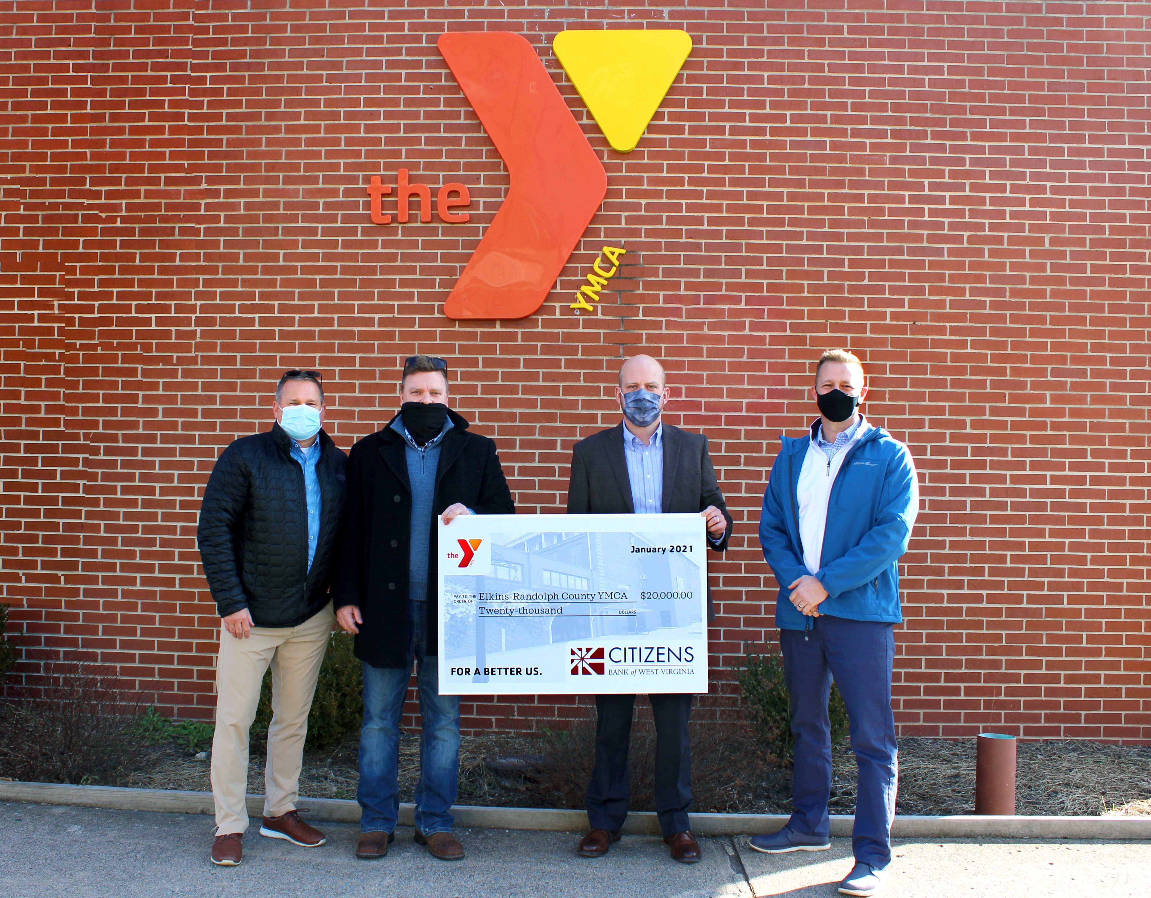 Citizens Bank President, Nathaniel S. Bonnell, Presents Check to YMCA CEO, Sid Gillispie, and Board Members John Carte and Kenny George